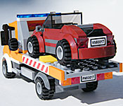 Flatbed Truck and roadster rear