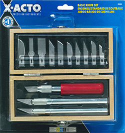 A standard X-Acto set has everything you'll need to get started